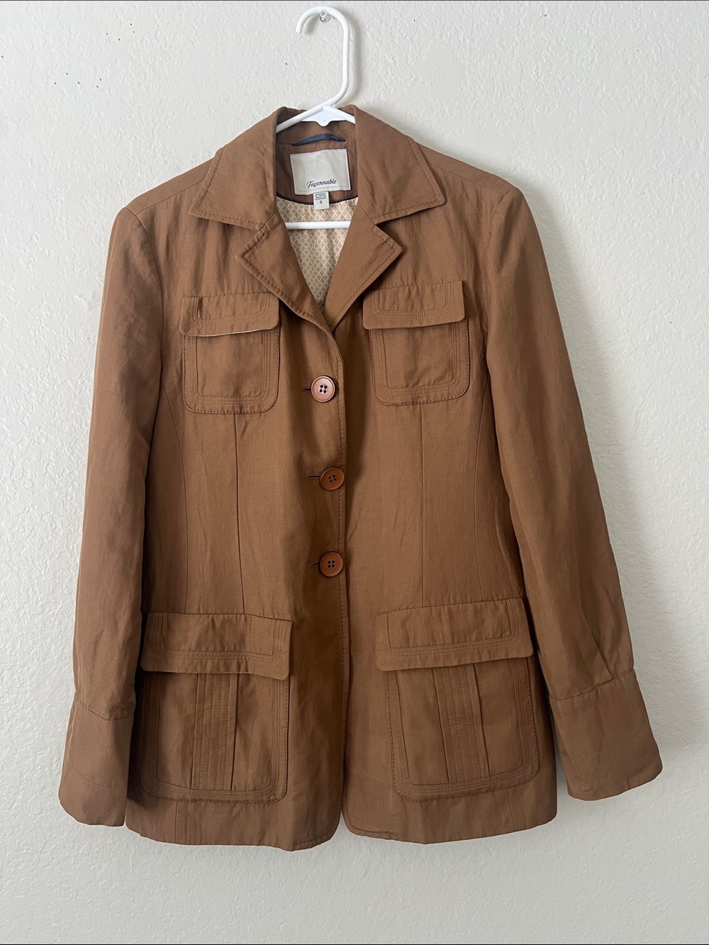 Like New! Façonnable Linen Safari Jacket Brown Size S